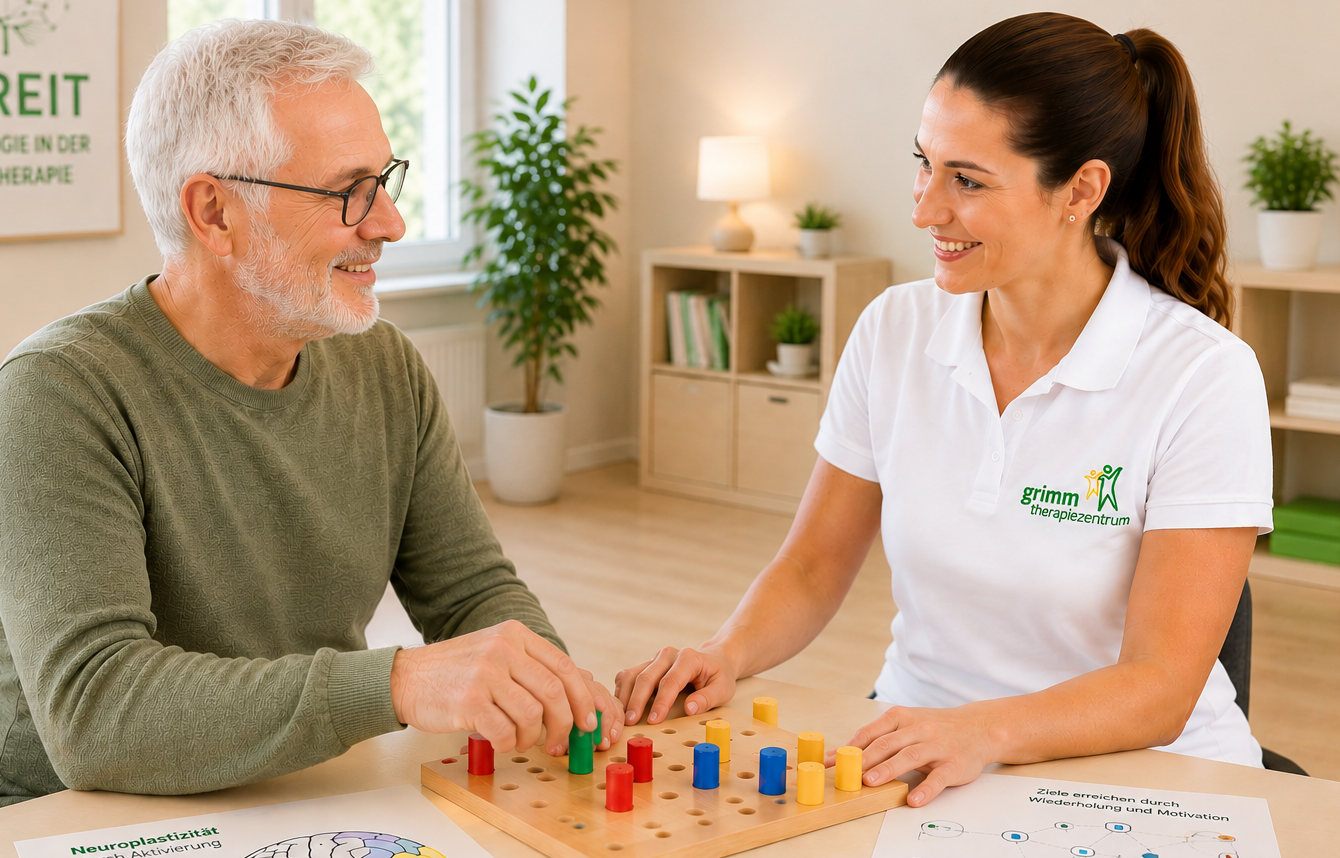Feinmotorik-Übung mit Steckspiel in der Ergotherapie
